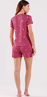 Pijama Feminino Manga Curta com Shorts - Coração