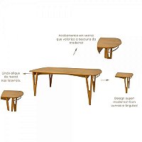 Conjunto Sala de Jantar Mesa Coyle com 6 Cadeiras Medalhão - Wood Prime  44669