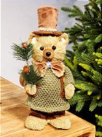 URSO DE CARTOLA VERDE E MARROM 33CM