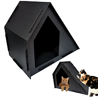 Casa de Gato Grande Preto Toca para Felinos com Arranhador para Gatos Pet Lateral em MDF