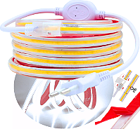 Mangueira LED COB 18W 8MM AC 220V Branco Frio 6500k Corte 50cm + 01 Conector Direto Na Energia 220V