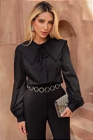 CAMISA ARLENE GOLA REDONDA MANGA LONGA - PRETO