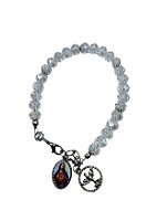 Kit Montagem Pulseira Branco Transparente Com Sagrado Coração de Jesus 8mm