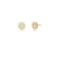 Conjunto de Flor Cravejado de Zircônias Banhado a Ouro