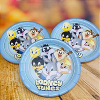 8  PRATO FESTA LOONEY TUNES DE PAPEL 18 CM REGINA