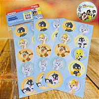 30 ADESIVO REDONDO LOONEY TUNES REGINA