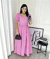 Vestido Tricoline Rosa