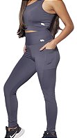 Calça Legging Shape Cinza Suplex - CHORDATA