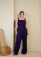Macacão Marinho Quality Moda Plus Size Miareli Primavera