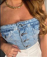 CROPPED JEANS BOTÕES - Bem Morena Boutique - Moda Feminina