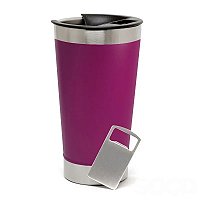 COPO TÉRMICO PARA DTF-UV AÇO INOX UVA FOSCO C/TAMPA E ABRIDOR 473ML