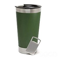 COPO TÉRMICO PARA DTF-UV AÇO INOX VERDE MUSGO FOSCO C/TAMPA E ABRIDOR 473ML