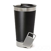 COPO TÉRMICO PARA DTF-UV AÇO PRETO FOSCO C/TAMPA E ABRIDOR 473ML