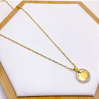 COLAR AÇO INOXIDÁVEL 45 CM PINGENTE APAIXONADOS - DOURADO