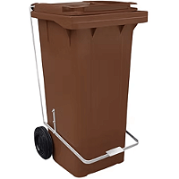 Contentor de Lixo com Rodas e Pedal 120 Litros Marrom