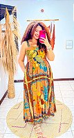 VESTIDO DIANA -  ALÇA  - SOL -MARROM -VISCOSE PRÉ LAVADO ,GRAMADURA -230