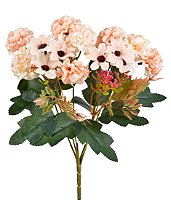 BUQUE MISTO CRISANTEMO E MARGARIDA 30CM X5 LARANJA SALMAO 130544