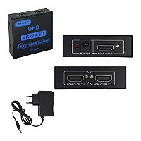 Splitter Hdmi Divisor Para 2 Telas Fhd Quebra Dhcp C/ Fonte