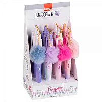 LAPISEIRA PLÁSTICA DIVERTIDA 0,7MM - POMPOM - DISPLAY C/ 12 UN