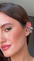 Brinco Ear Cuff Duplo Esferas Prata