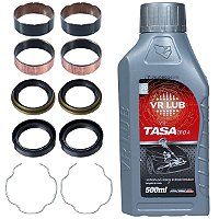 Kit bucha interna externa atrito deslizante do garfo bengala XR250 Tornado bronzina com trava retentor e guarda pó
