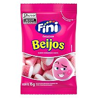 Bala Fini De  Gelatina Pocket Beijos De Morango Pack Com 12 Unidades De 15G Total 180G