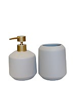 Kit Lavabo Em Cimento Cinza E Dourado (2 peças) - Mart