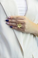 ANEL FLOR DE PÉTALAS FOLHEADO Á OURO 750 (18K)