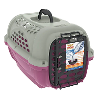 Caixa De Transporte Panther N2 Rosa E Cinza Sem Bebedouro