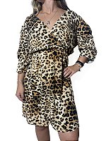 Vestido Estampado Onça - Doce Trama Tam M