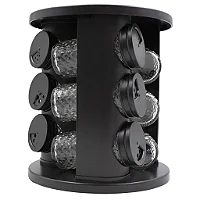 Porta Tempero com 9 e 12 Potes de Vidro Suporte Giratório Diamond e Liso
