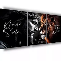 Quadro Decorativo Salmo 23:1 Arte Jesus Leão de Judá Religioso Nunca Foi Sorte Sempre Foi Deus