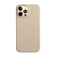 Capa de Couro Premium para iPhone 16 Pro - Bege