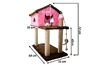 Casinha de Gato com Arranhador Sustentável Luppet Rosa e Marrom
