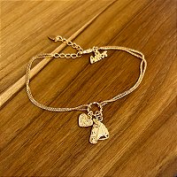 Pulseira Feminina Horse Rosto Coração Banhado a Ouro 18k