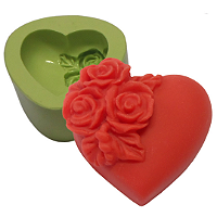 Molde de silicone Coração pequeno com flores