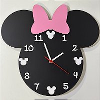 Relógio de Parede Minnie Laço Rosa em MDF