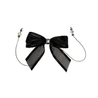 Laço Com Pedraria Prata - Preto - 8x8cm - 1 unidade - Rizzo