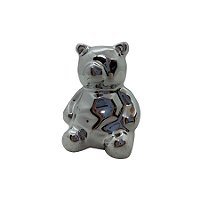 Urso Decorativo de Cerâmica - Prata - 6cm - 1 unidade - Rizzo