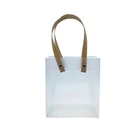 Sacola Transparente Fosca com Alça de Fibra - 20x17x8,5cm - 1 unidade - Rizzo
