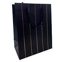 Sacola de Papel para Presente Listras Almofadadas - Azul - 32x26x12xcm - 1 unidade - Rizzo