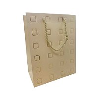 Sacola de Papel para Presente Quadrados Almofadados - Creme - 23x18x10cm - 1 unidade - Rizzo
