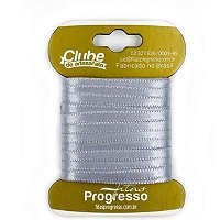 Fita em Cetim - Cor 084 Prata - 10 m x 4 mm - 1 unidade - Fitas Progresso - Rizzo