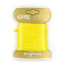 Fita em Cetim - Cor 242 Amarelo Canário - 10 m x 4 mm - 1 unidade - Fitas Progresso - Rizzo