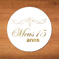 Adesivo "Meus 15 Anos" Dourado - Ref.2311 - Hot Stamping - 4x4cm - 25 unidades - Stickr - Rizzo