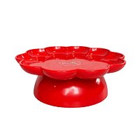 Bandeja Flower Com Pé - 180mm - Vermelho - 1 unidade - Só Boleiras - Rizzo