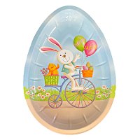 Bandeja de Metal Decorativa de Páscoa - Coelho na Bicicleta - 26x18x3cm - 1 unidade - Rizzo