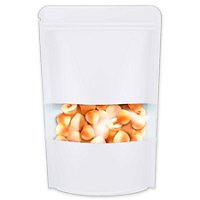 Saco de Papel Branco com Visor Stand Up Pouch Zip 20x30x5cm - Hermético e Impermeável Dentro e Fora - 50 un - Rizzo