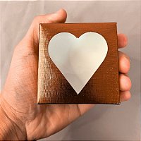 Caixa Para Doce Com Visor De Coração - 7x7x4cm - Cobre Texturizada - 10 unidades - Assk - Rizzo