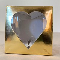 Caixa Para Doce Com Visor De Coração - 5,5x5x3cm - Ouro - 10 unidades - Assk - Rizzo